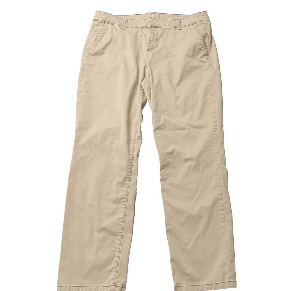 ANA Chino Pants Womens 10 Straight Leg Crop Ankle Tan Stretch Mid Rise